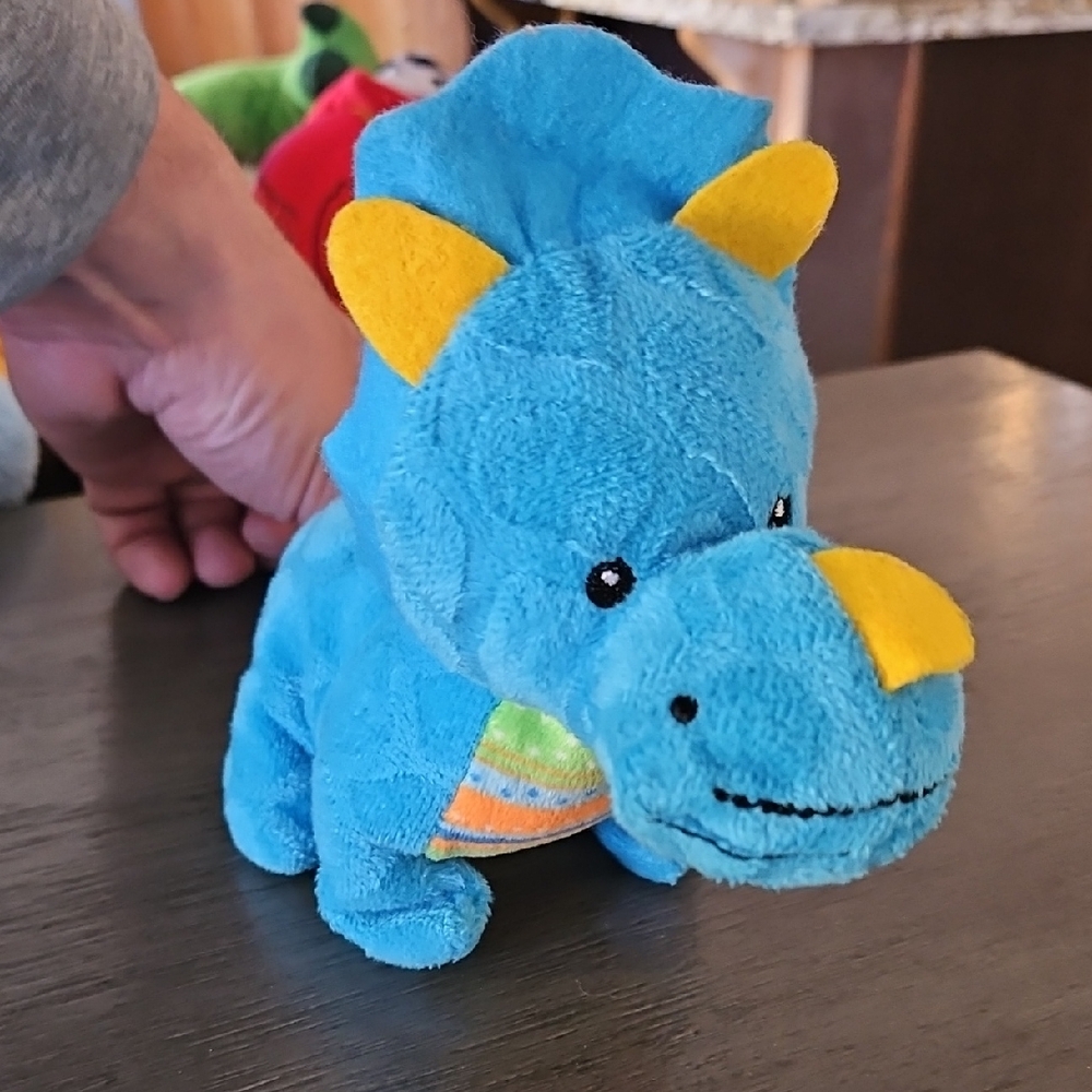 Blue Plush Triceratops Toy - Kids Soft Dino Stuffed Animal